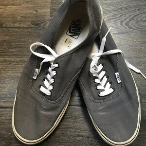 Vans Authentic Gray Canvas Low Top Sneakers Men’s 11.5 Skate Casual Shoes